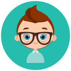 Round kid avatar funny boy in glasses Royalty Free Vector