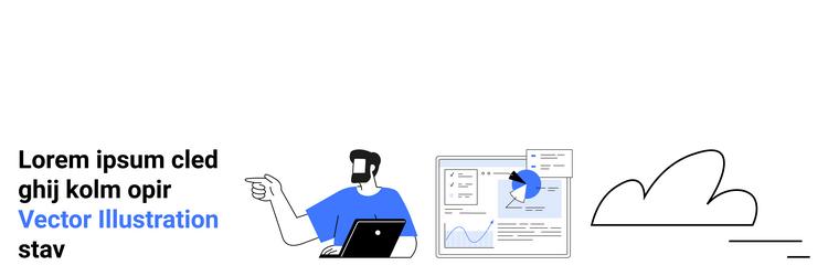 man presenting data analysis with graphs and cloud vector image