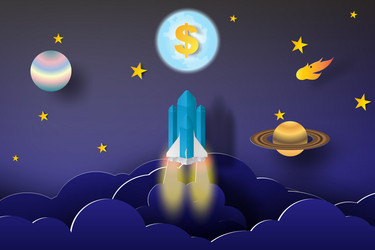 Rocket start up dollar business concept vector