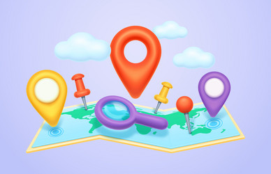 navigation location pointers on map vector image