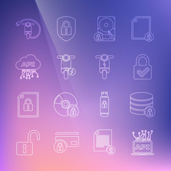 set line computer api interface server security vector image