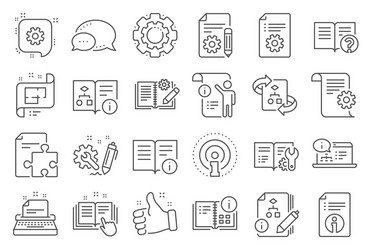 technical documentation line icons set vector image