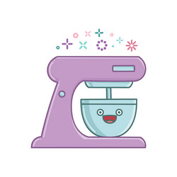 kawaii kitchen mixer icon cartoon vector