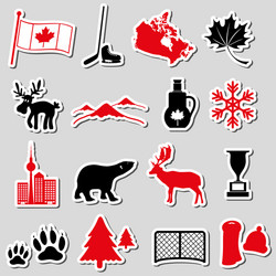 Canada country theme symbols stickers set eps10 vector