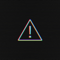 Glitched attention sign on black background vector