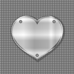 metal heart label on steel background vector