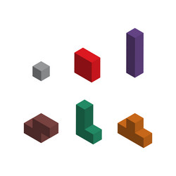 set of color tetris isometric block puzzle vector image