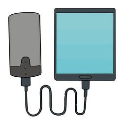 set smartphone charging via power bank vector