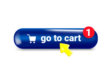 go to cart button with cursor arrow 3d isolated vector image