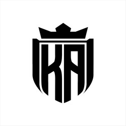 Ka logo heraldic shield shape with crown vintage Vector Image