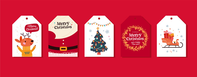 Merry Christmas Tags & Stickers Vector Image