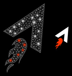 polygonal wire frame mesh flying rocket with glare vector image