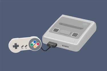 Retro Game Console with Controller vector image