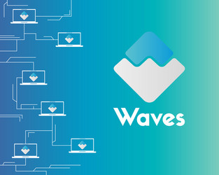 waves blockchain style circuit background vector image