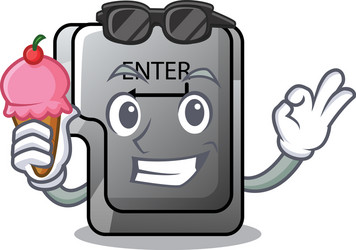 with ice cream button enter on a keyboard vector image