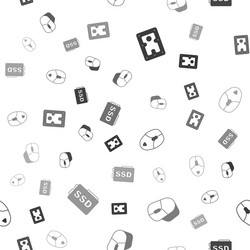 set hard disk drive hdd computer mouse and ssd vector image