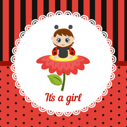 Cute Ladybug Baby Card Vector Image