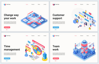 Isometric Work Technology & Optimization vector image
