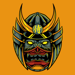 Japanese Oni Mask - Samurai Demon Vector Image
