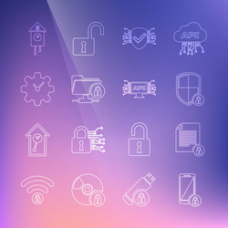 set line smartphone with lock document vector image