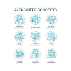 Editable thin line icon set representing ai vector