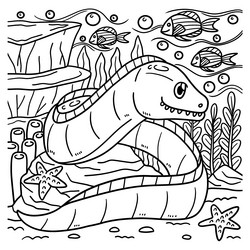 eel coloring page for kids vector