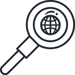 Global sphere in lupe line style icon vector