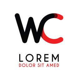 initial letter wc with red black and has rounded vector image