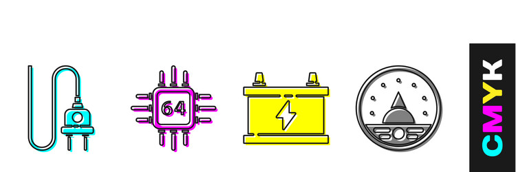set electric plug processor with microcircuits vector image