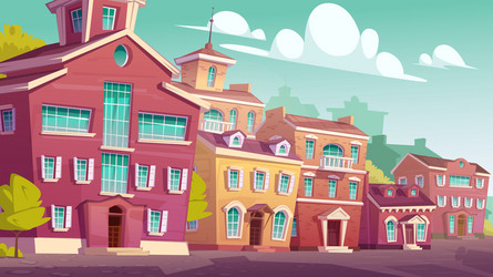 Urban street landscape retro residential buildings vector