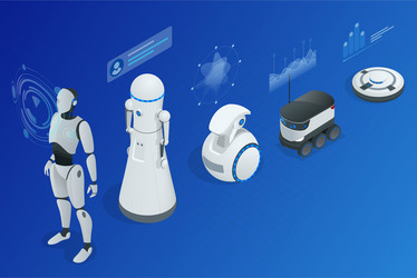 Isometric Robot Programming Concept vector image