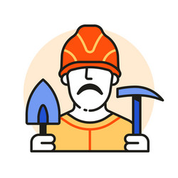 constructor builder man line art icon vector image