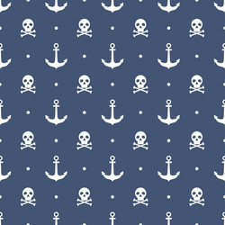Nautical Anchor Skull Seamless Pattern vector image