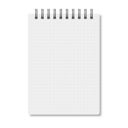 white realistic a6 notebook opened with soft vector image