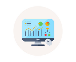 analytics icon computer display screen monitor vector image