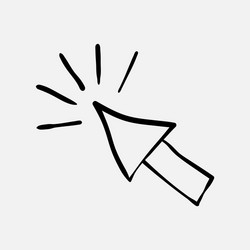 Clicking arrow hand drawn mouse cursor symbol vector