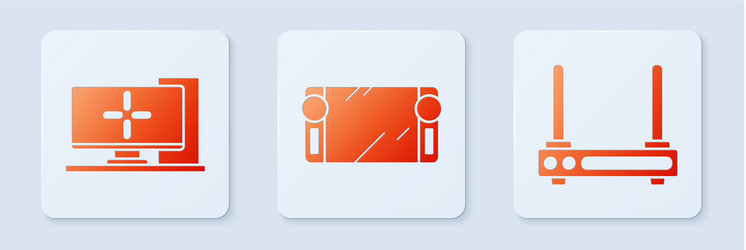 set portable video game console computer monitor vector image