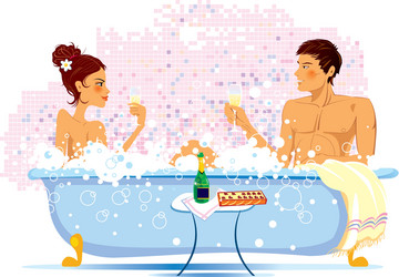 Two enamored in a bathroom vector