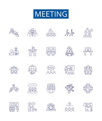 meeting line icons signs set design collection vector