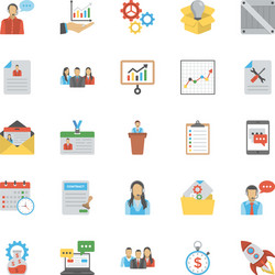 collection of project management coloured flat ico vector