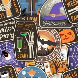 halloween patches colorful seamless pattern Vector Image