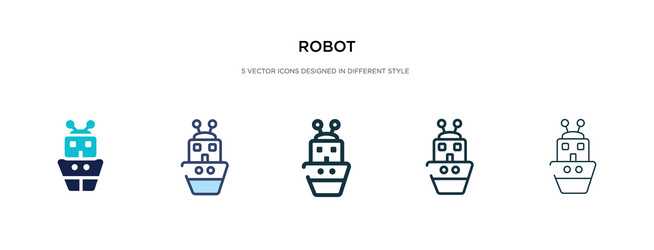 Robot icon in different style two colored vector