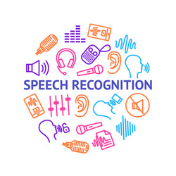 Speech recognition device thin line round design vector