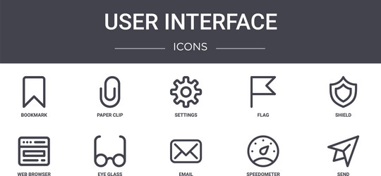user interface concept line icons set contains vector image