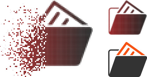 disintegrating pixel halftone document folder icon vector image
