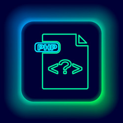 Glowing neon line php file document download vector