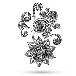 Henna tattoo flower template in Indian style Ethnic floral paisley   Lotus Mehndi style Ornamental pattern in the oriental style Stock Vector  Image  Art  Alamy