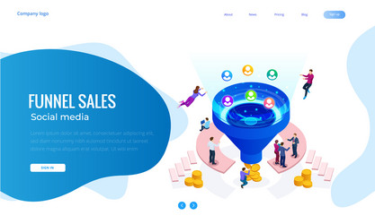 isometric online funnel generation sales customer vector