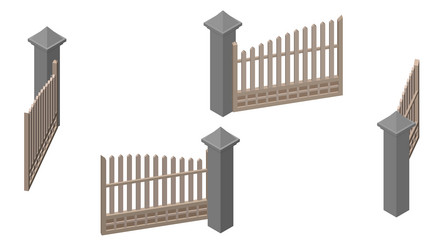 Closed gate isolated on white background 3d Vector Image