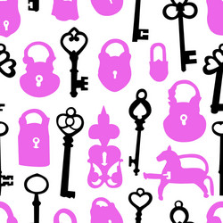 seamless pattern with padlocks and keys vector image